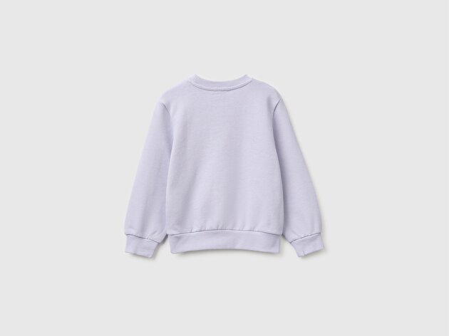 Benetton Kız Bebek Lavanta Önü İşlemeli Uzun Kollu Bisiklet Yaka Sweatshirt