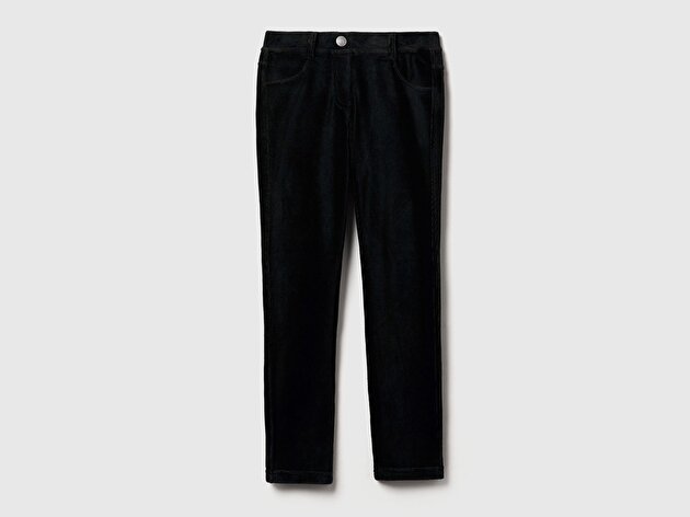 Benetton Kız Çocuk Siyah Kadife Jegging
