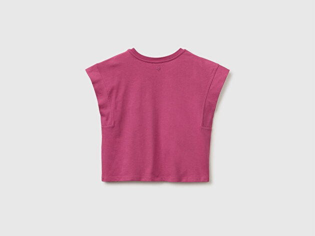 Benetton Kız Çocuk Gül Kurusu Yama İşleme Detaylı Kolsuz T-Shirt