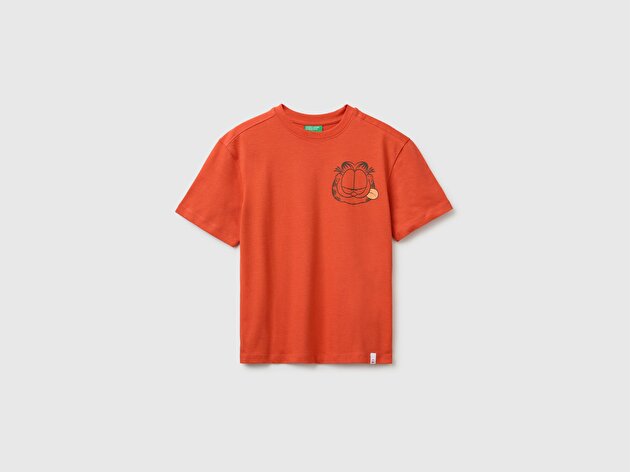 Benetton Erkek Çocuk Kırmızı Garfield Baskı Detaylı Yuvarlak Yaka T-Shirt