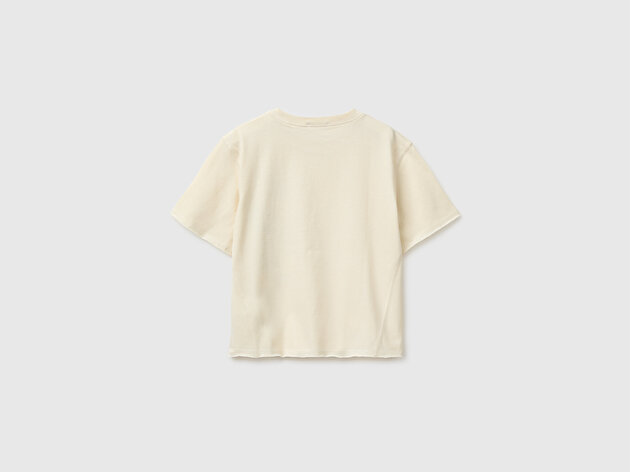Benetton Erkek Bebek Krem Eskitme Detaylı Bisiklet Yaka T-Shirt