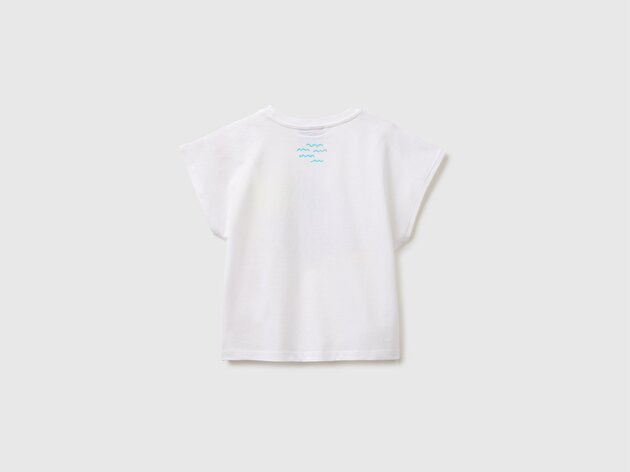 Benetton Kız Bebek Beyaz Lilo & Stitch Baskı Detaylı Bisiklet Yaka T-Shirt
