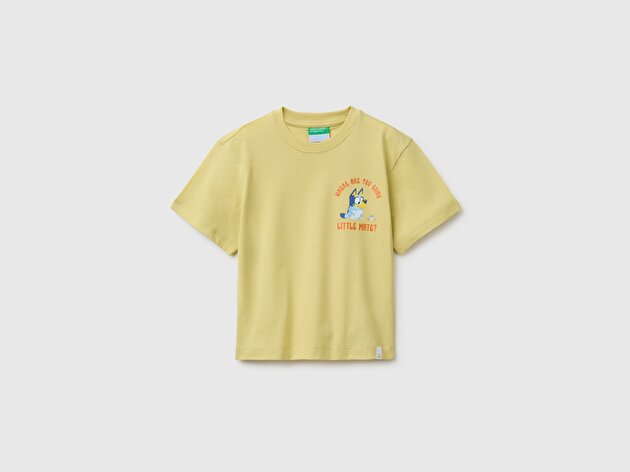 Benetton Erkek Bebek Sarı Bluey Baskı Detaylı Yuvarlak Yaka T-Shirt