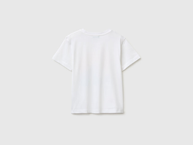 Benetton Erkek Bebek Beyaz Önü Baskı Detaylı Bisiklet Yaka T-Shirt