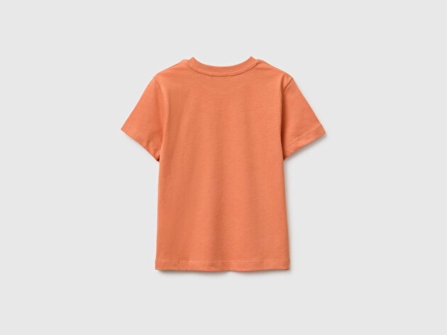 Benetton Erkek Bebek Turuncu Önü Baskı Detaylı Relaxed Fit T-Shirt