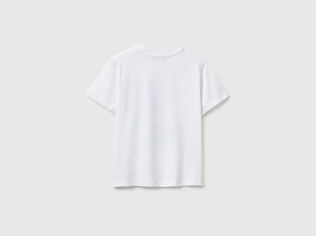 Benetton Erkek Bebek Beyaz Önü Baskı Detaylı Relaxed Fit T-Shirt