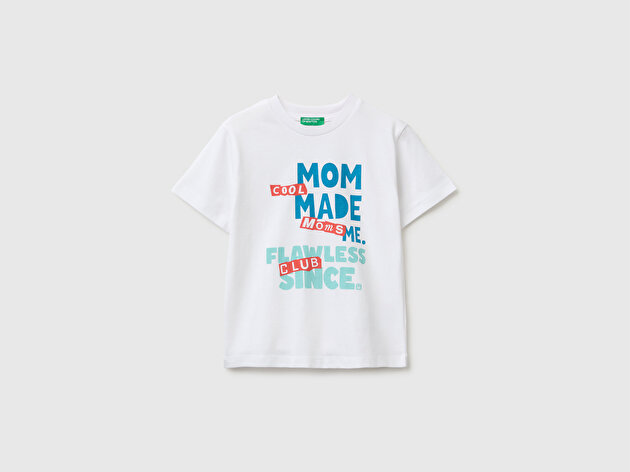 Benetton Erkek Bebek Beyaz Önü Baskı Detaylı Relaxed Fit T-Shirt
