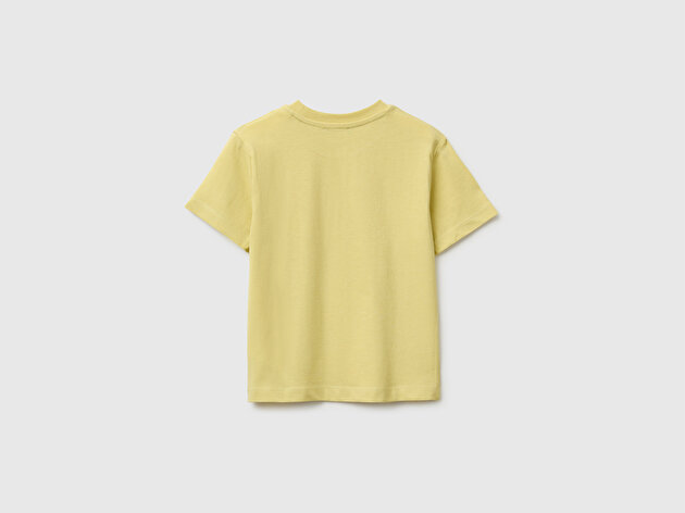 Benetton Erkek Bebek Sarı Önü Baskı Detaylı Relaxed Fit T-Shirt