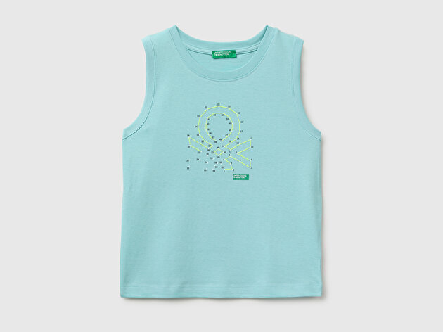 Benetton Erkek Bebek Su yeşili Kabartma Baskı Detaylı Yuvarlak Yaka Atlet