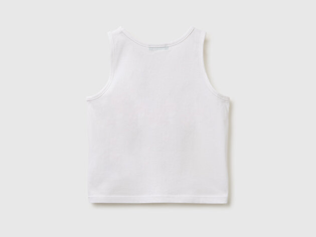 Benetton Kız Bebek Beyaz Kabarık Baskı Detaylı Regular Fit Atlet