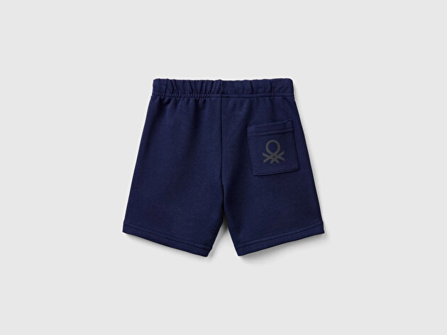 Benetton Erkek Bebek Lacivert Arka Cebi Logolu Sweat Şort