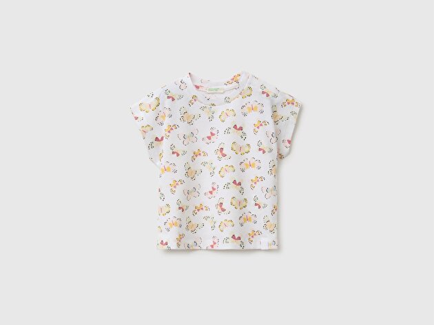 Benetton Bebek Sarı Mix Silikon Etiketli Kimono Kollu Yuvarlak Yaka T-Shirt