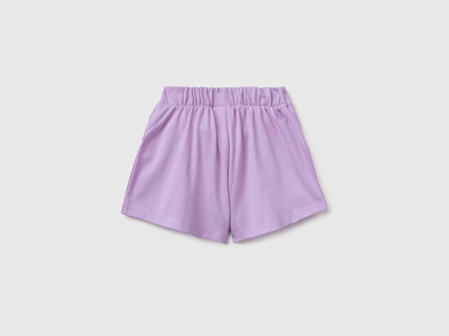 Benetton Kız Bebek Lila Arkası Logo Detaylı Önü Çapraz Şort Etek