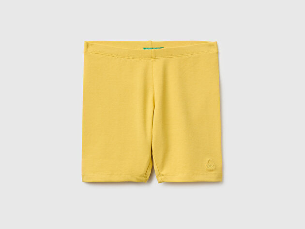 Benetton Kız Bebek Hardal Sarısı Altı Logo Detaylı Dar Paça Tayt