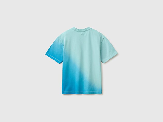 Benetton Erkek Çocuk Turkuaz Mix Çok Renkli Baskılı Bisiklet Yaka T-Shirt