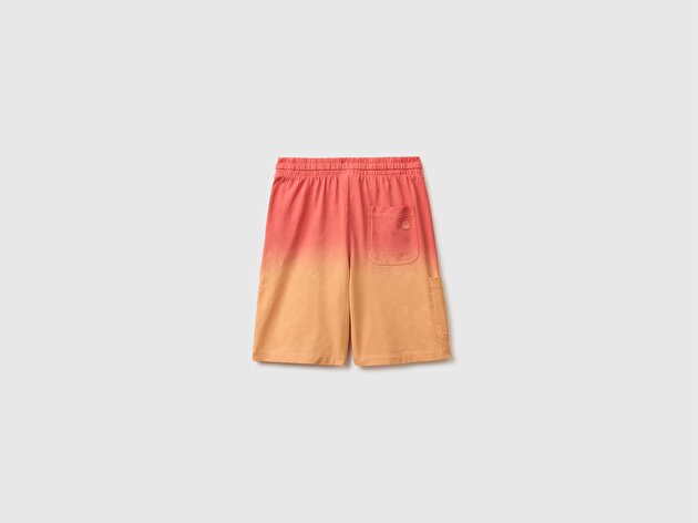 Benetton Erkek Çocuk Kırmızı Mix Arka Cebi Logo Detaylı Beli İpli Bermuda Şort