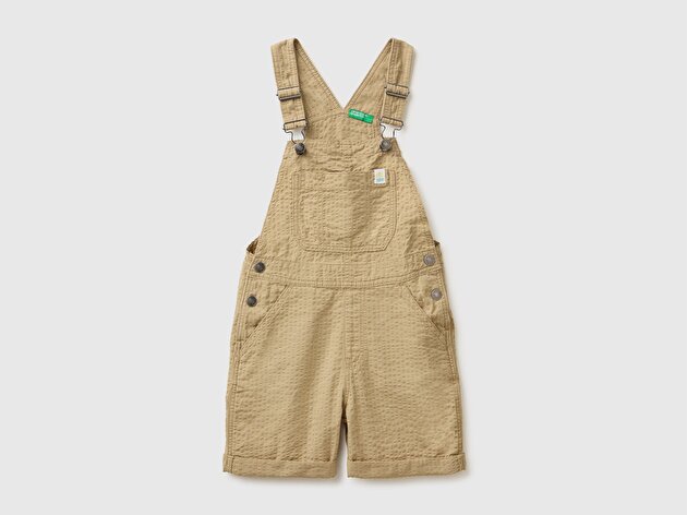 Benetton Erkek Bebek Taba Ön Cebi Etiket Detaylı Salopet