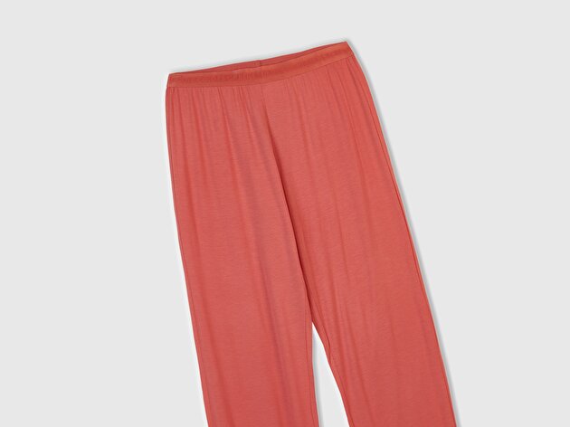 Benetton Kadın Mercan Modal Karışımlı Beli Logolu Pijama Altı