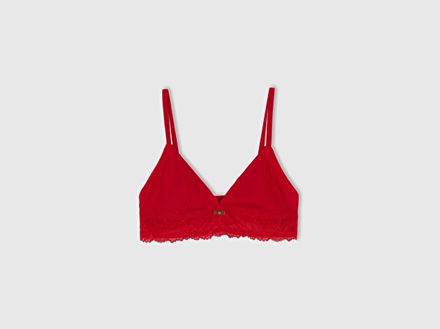 Benetton Kadın Kırmızı Dantel Detaylı Bralet