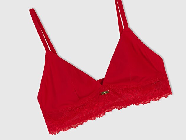Benetton Kadın Kırmızı Dantel Detaylı Bralet
