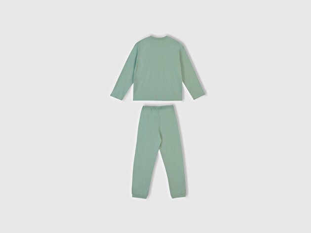 Benetton Erkek Çocuk Açık Yeşil Üstü Disney Baskılı Altı Paçası Lastikli Pijama Takımı