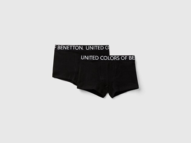 Benetton Erkek Çocuk Pembe Beli Logo Baskılı 2'li Boxer Seti