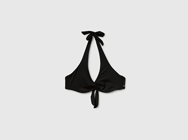 Benetton Kadın Siyah Önü Logo Detaylı Bikini Üstü