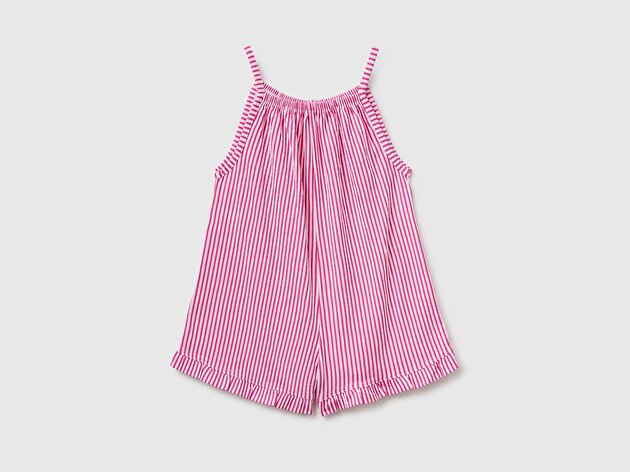Benetton Kız Çocuk Pembe Tamamı Desenli Askılı Tulum Mayo