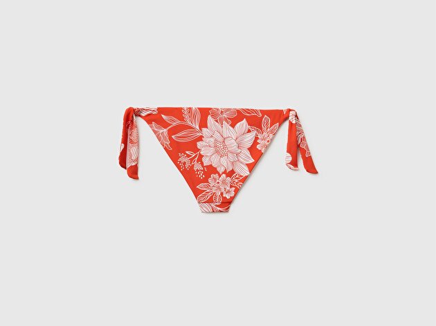 Benetton Kadın Turuncu Tamamı Desenli Yanları Fiyonklu Bikini Altı