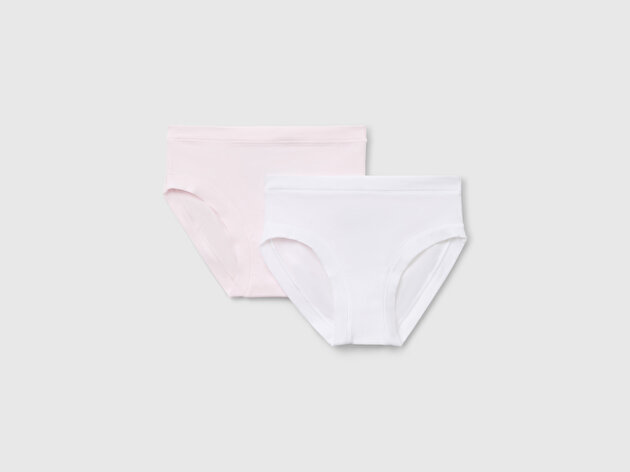Benetton Kız Çocuk Pembe-Beyaz Süper Esnek 2'li Slip Külot Seti