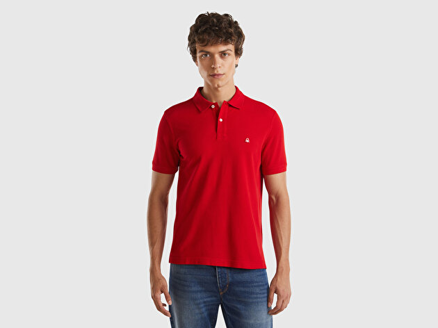 Benetton Erkek Kırmızı Regular Fit Kısa Kollu Polo T-Shirt