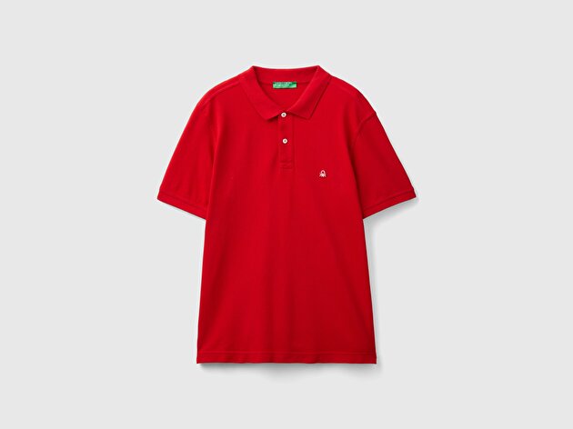 Benetton Erkek Kırmızı Regular Fit Kısa Kollu Polo T-Shirt