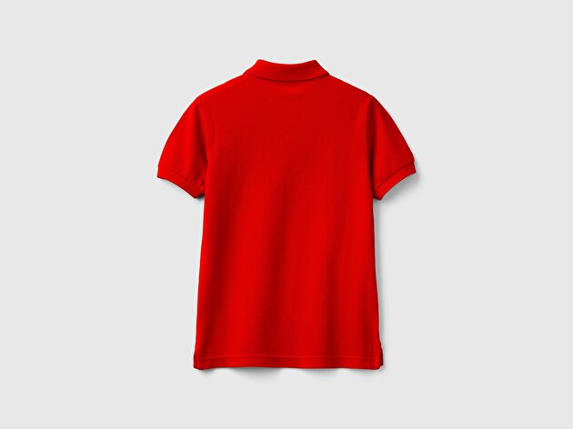 Benetton Erkek Çocuk Kırmızı Logolu Pike Polo T-Shirt