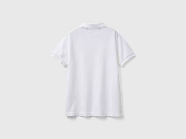 Benetton Erkek Çocuk Beyaz Logolu Pike Polo T-Shirt