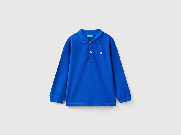 Benetton Erkek Bebek Saks Mavisi Logolu Polo T-Shirt