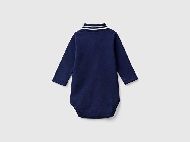 Benetton Bebek Lacivert Polo Yaka Çıtçıtlı Body