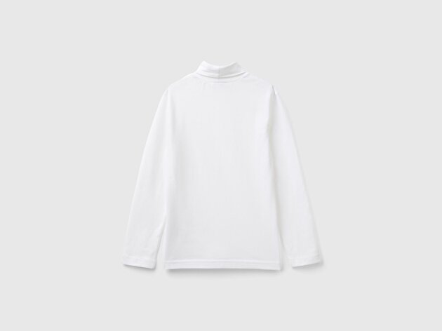 Benetton Erkek Çocuk Beyaz Balıkçı Yaka Basic T-Shirt