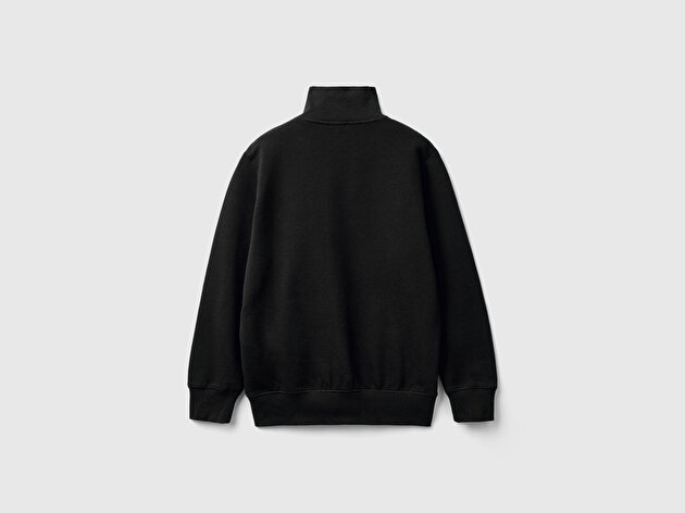 Benetton Erkek Çocuk Siyah Logolu Sweatshirt