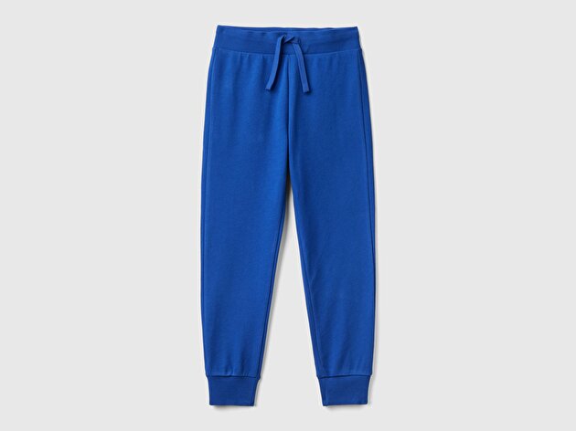 Benetton Erkek Çocuk Saks Mavisi Arka Cebi Etiket Logolu Eşofman Altı