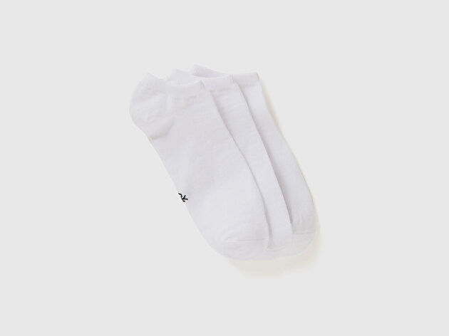 Benetton Unisex Beyaz 3'lü Patik Çorap