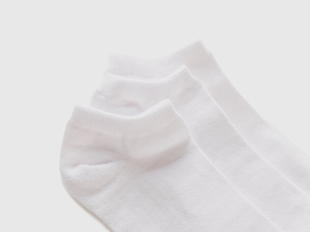 Benetton Unisex Beyaz 3'lü Patik Çorap