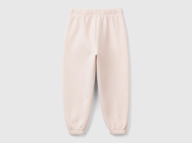 Benetton Kız Bebek Toz Pembe Arkası Logo Detaylı Beli Paçası Lastikli Büzgü İpli Eşofman Altı