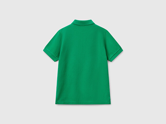 Benetton Erkek Çocuk Yeşil Logolu Pike Polo T-Shirt