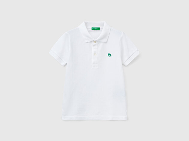 Benetton Erkek Bebek Beyaz Logolu Pike Polo T-Shirt