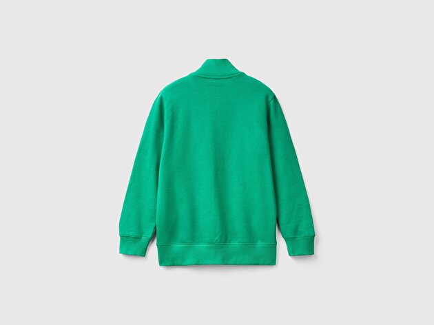 Benetton Erkek Çocuk Yeşil Logolu Sweatshirt