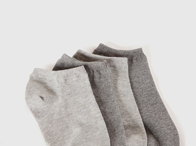 Benetton Erkek Çocuk Gri Renkli 4'lü Patik Çorap