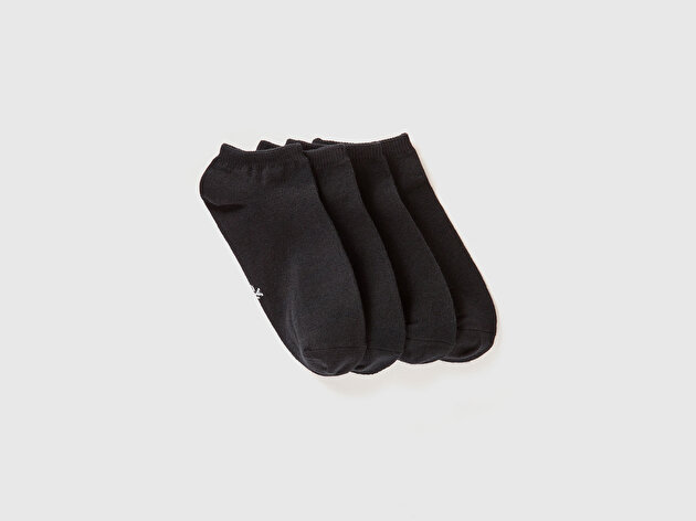Benetton Erkek Çocuk Siyah Renkli 4'lü Patik Çorap