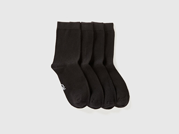 Benetton Erkek Çocuk Siyah Renkli 4'lü Soket Çorap