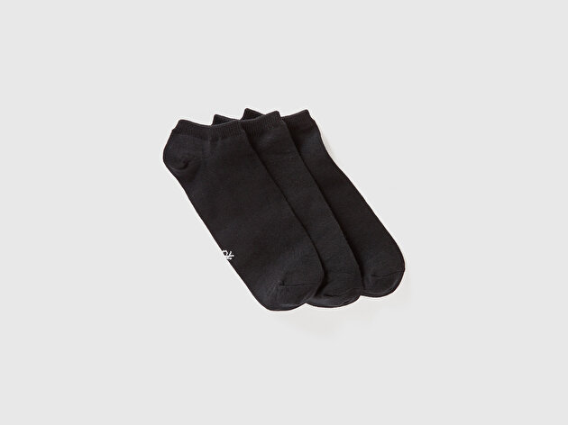 Benetton Unisex Lacivert 3'lü Patik Çorap