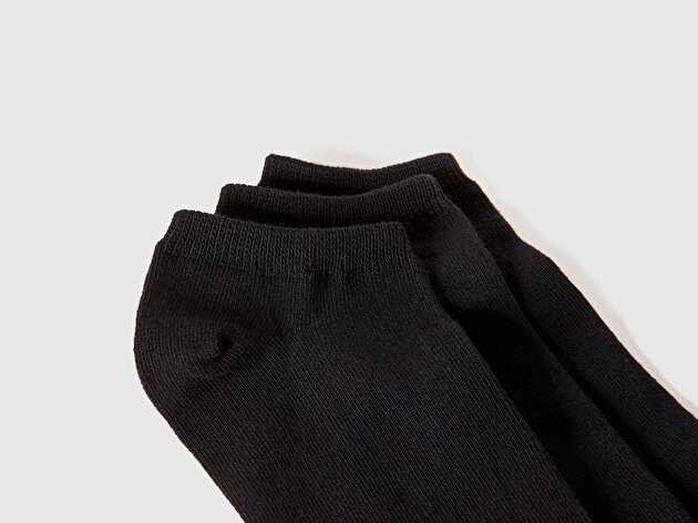 Benetton Unisex Lacivert 3'lü Patik Çorap